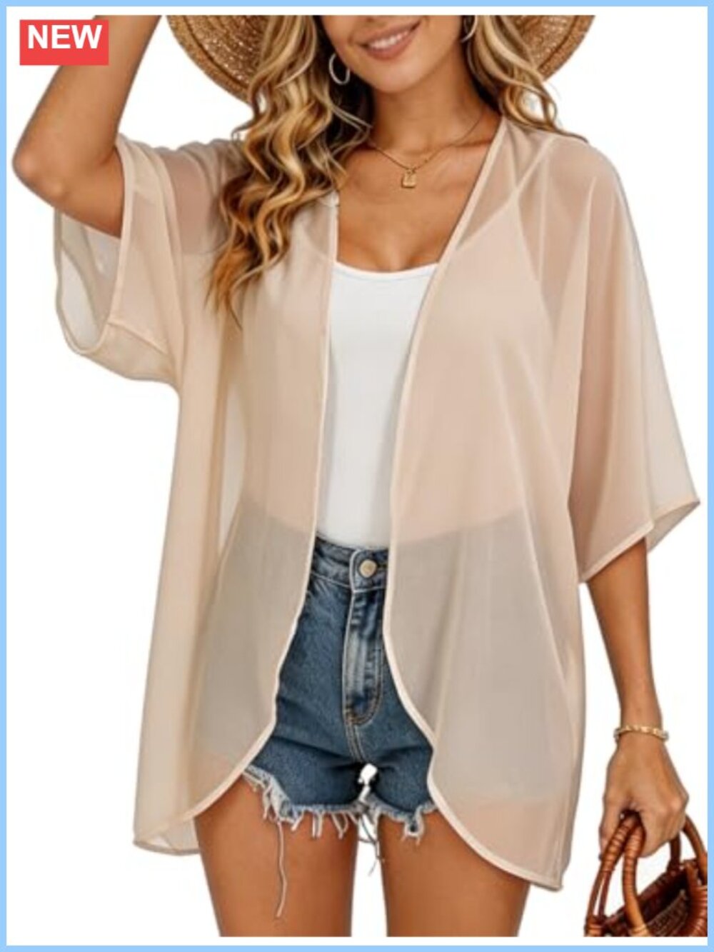 Womens Kimono Cardigan Cover Up Floral Summer Casual Chiffon Open Front 3/4